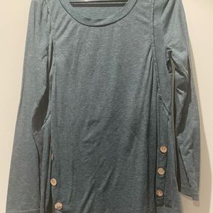 Deep blue/green nursing friendly long sleeve shirt